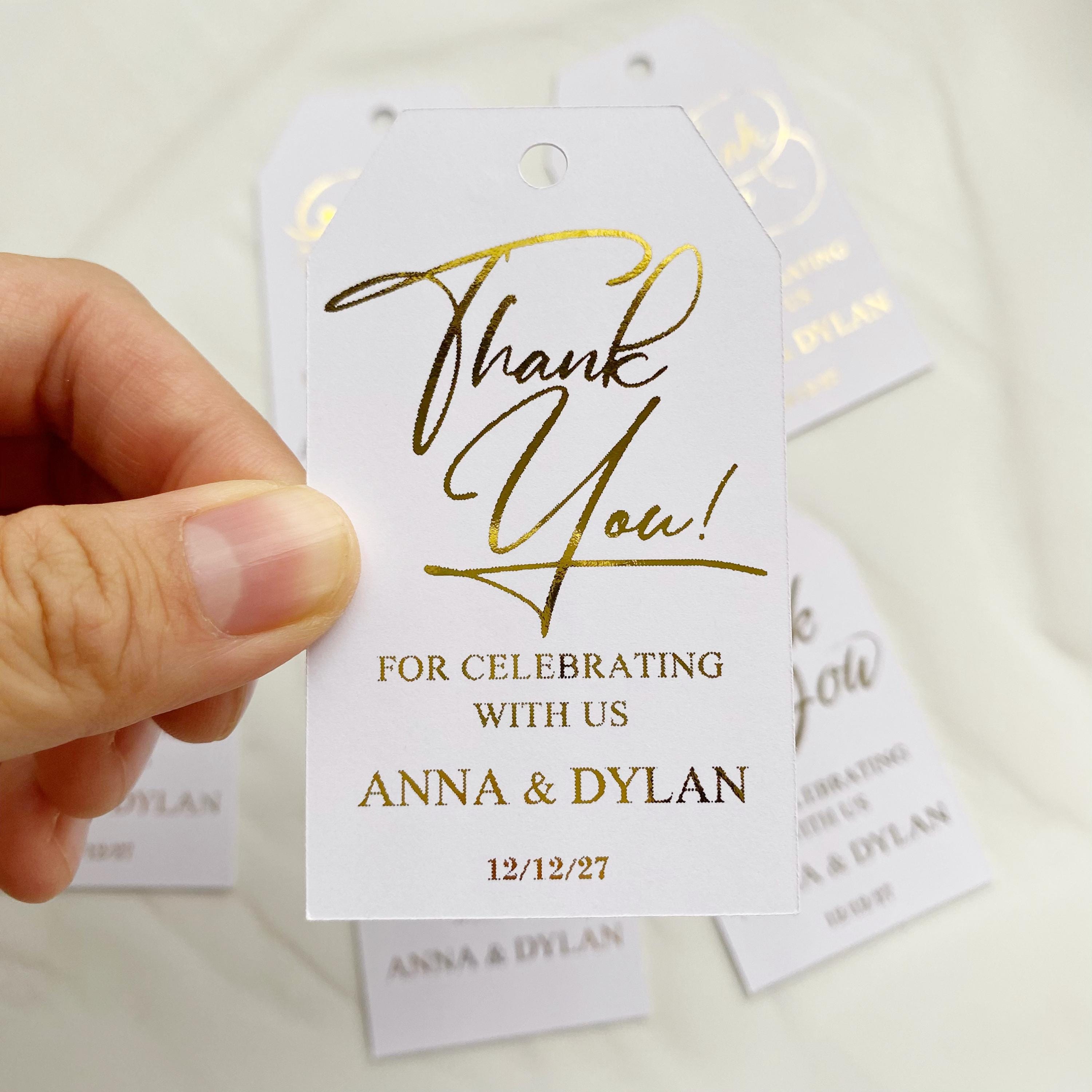 Custom Gold Foil Thank You Tags: Wedding Favor Tags - Etsy Australia