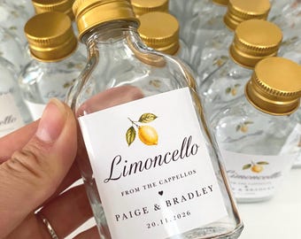 PREORDER Personalized Custom Limoncello Favor Glass Bottles: DIY Wedding Bonbonniere (50ml)