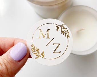 Gold Foil Wedding Stickers: Custom Initials, Invitations, Save the Date