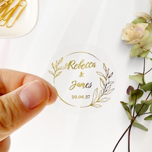 Gold Foil Wedding Initial Stickers: Personalized Invitation Seals