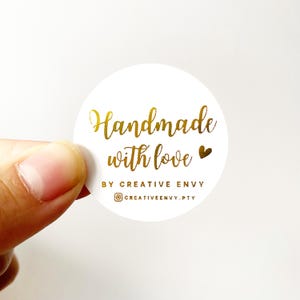 24-96pc custom handmade with love minimalist gold foil custom thank you stickers for orders small business made with love personalised