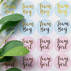 24 unidades, nuevo género, pegatinas para baby shower, brillo, género, papel de aluminio dorado, equipo de fiesta, etiquetas para niño o equipo para niña, anuncio de embarazo