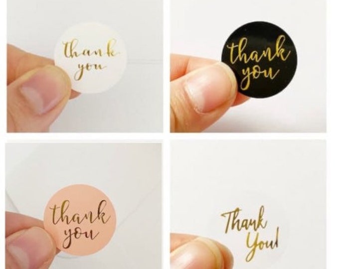 100pc Gold Foil Thank You Stickers for Wedding Favours or Small