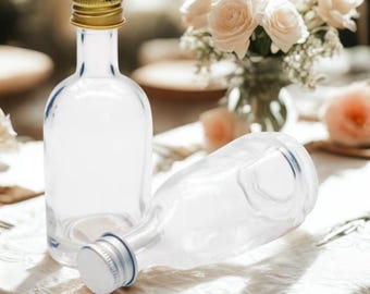 Custom Mini Glass Bottles, 50ml Flasks for Wedding Party Favors, Personalised Liquor Bottle