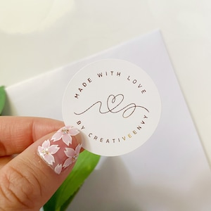 24-96pc custom handmade with love minimalist gold foil custom thank you stickers for orders small business made with love design personalise