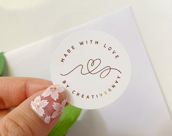 24-96pc custom handmade with love minimalist gold foil custom thank you stickers for orders small business made with love design personalise