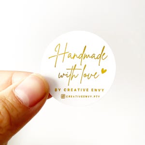 24-96pc custom handmade with love minimalist gold foil custom thank you stickers for orders small business made with love personalised