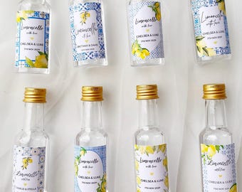 Personalized Limoncello Favor Plastic Bottles: DIY Wedding Bonbonniere (50ml)