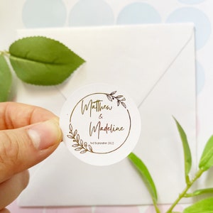 Nuevas pegatinas personalizadas con lámina de oro, pegatinas con iniciales de boda, invitaciones de boda, pegatinas de invitación, pegatinas de agradecimiento, pegatinas minimalistas para guardar la fecha