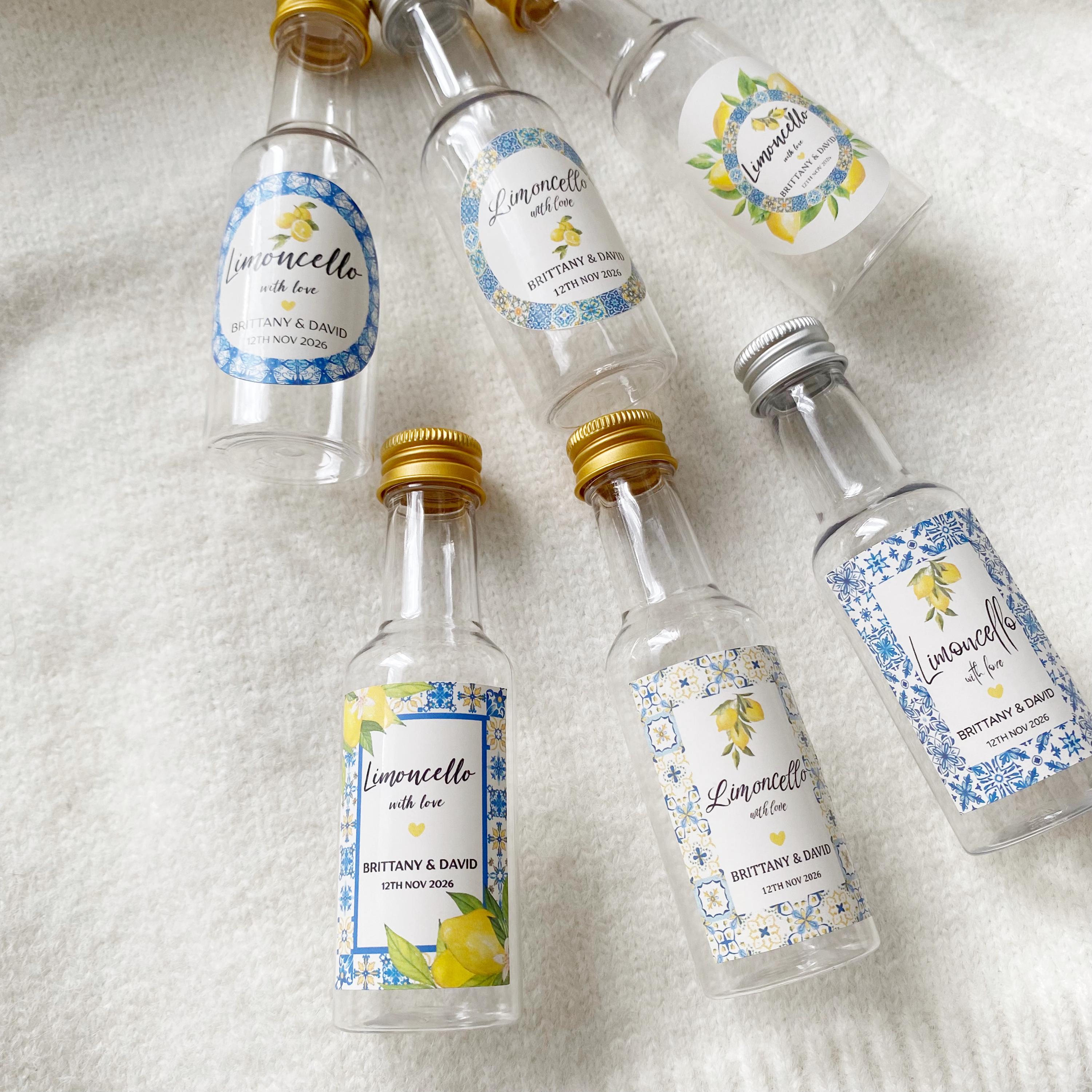 Personalized Limoncello Favor Plastic Bottles: DIY Wedding Bonbonniere
