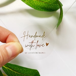 48 Stück individuell handgefertigt mit Liebe Minimalist Goldfolie benutzerdefinierte klar Danke Aufkleber für Bestellungen kleine Unternehmen sauberes Design