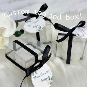 Custom empty clear 2inch PVC Cubes | Personalized Tag & Box | Baby Shower Party Favor | Bridal Shower Favor | Wedding Candy Favor | Birthday