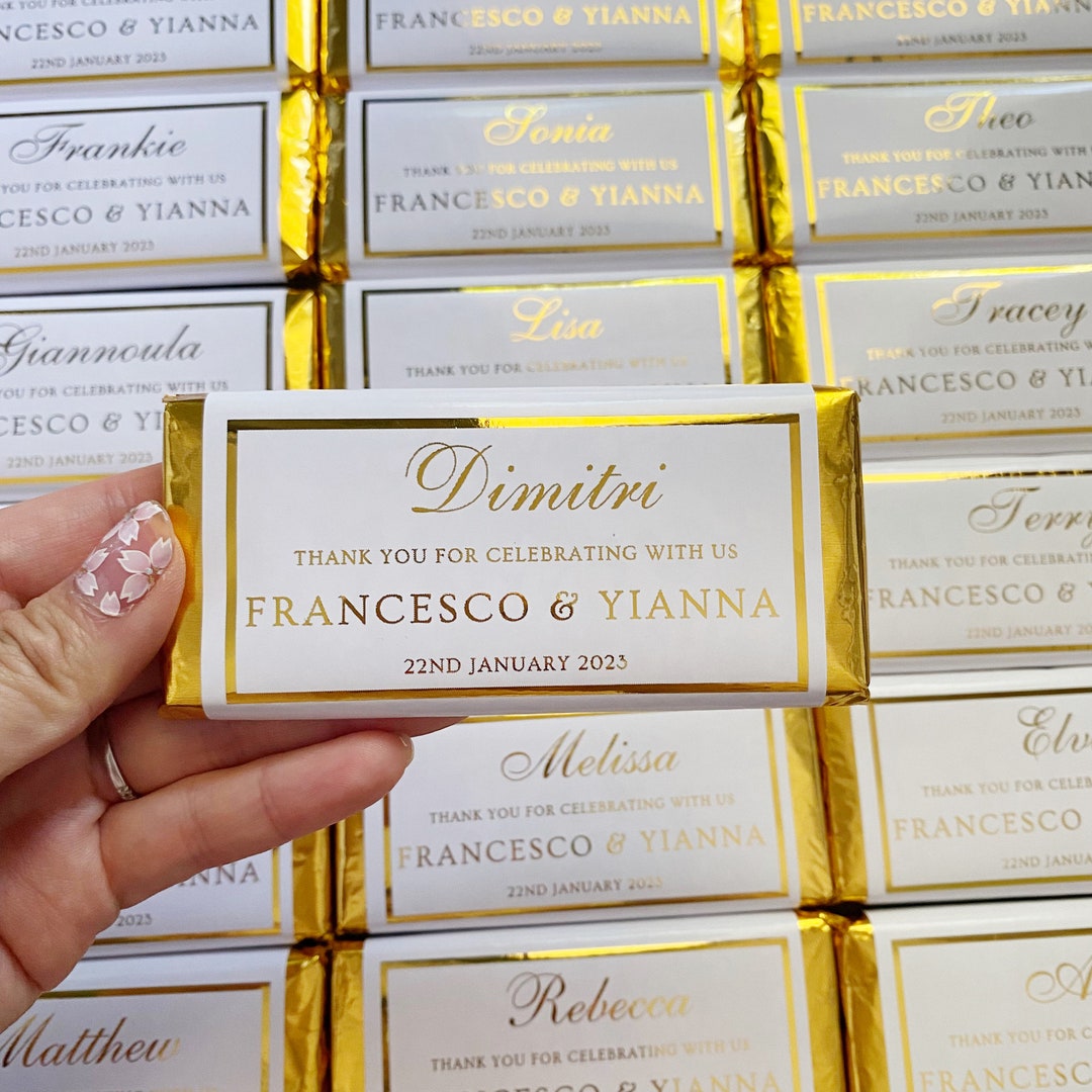 Custom Name Place Card Sticker Celebration Birthday Wedding Chocolate