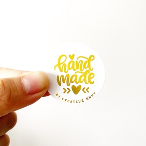 24-96pc custom handmade with love minimalist gold foil custom thank you stickers for orders small business made with love personalised