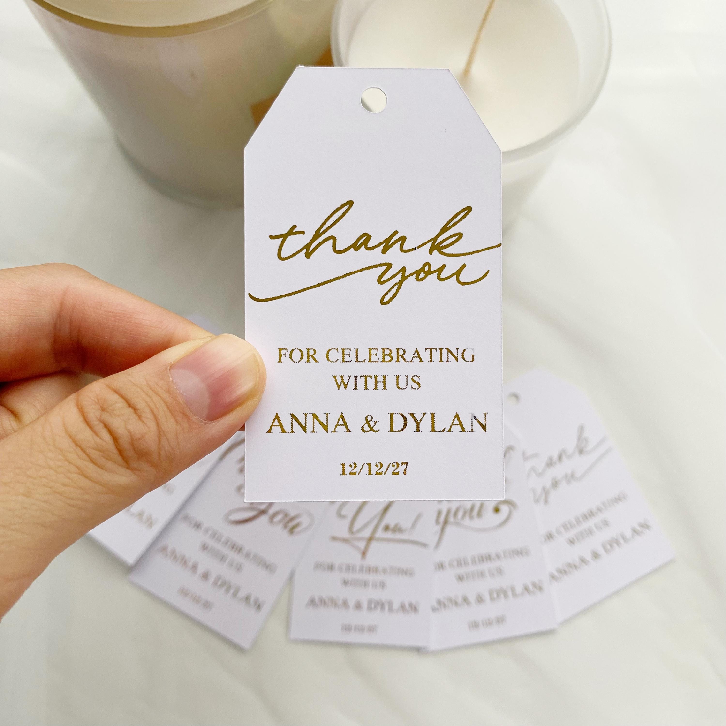Custom Gold Foil Thank You Tags: Wedding Favor Tags - Etsy Australia