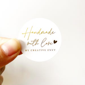 24-96pc custom handmade with love minimalist gold foil custom thank you stickers for orders small business made with love personalised