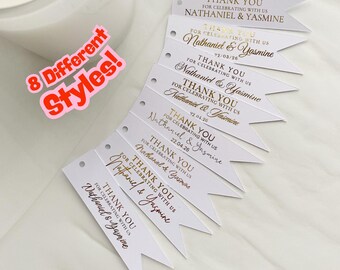 20pc Gold Foil Wedding Favor Tags, Personalized Thank You Tags