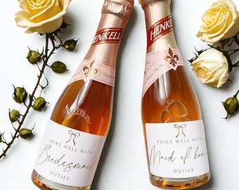 Bridesmaid Proposal Champagne Stickers: Mini Wine Bottle Labels