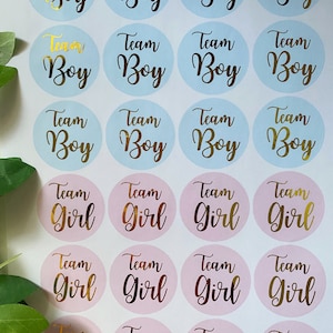 24 unidades, nuevo género, pegatinas para baby shower, brillo, género, papel de aluminio dorado, equipo de fiesta, etiquetas para niño o equipo para niña, anuncio de embarazo