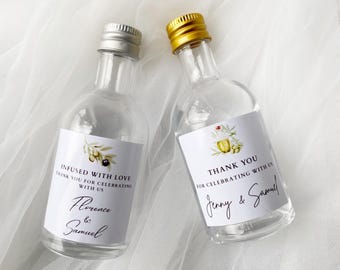 Personalized Custom Olive Oil Favor Glass Bottles: DIY Wedding Bonbonniere (50ml)