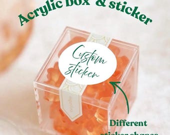 Custom Acrylic Candy Box with Personalized Sticker | Party Favor Box