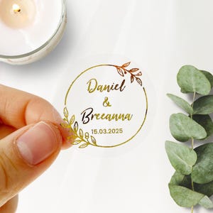 Gold Foil Wedding Initial Stickers: Personalized Invitation Seals