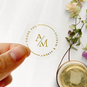 Gold Foil Wedding Initial Stickers: Personalized Invitation Seals