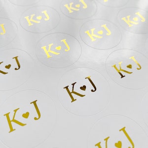 Nuevas pegatinas PERSONALIZADAS DE FOIL DE ORO pegatinas de iniciales de boda invitaciones de boda pegatina de invitación pegatinas de agradecimiento mínimo guardar la fecha