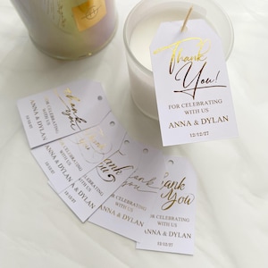 Benutzerdefinierte Goldfolie Hochzeitsmarken, handgemachte Favor Tags, dankeschön Tag, personalisierte Geschenkanhänger, Favor Tag, Babyparty, Party, Feier