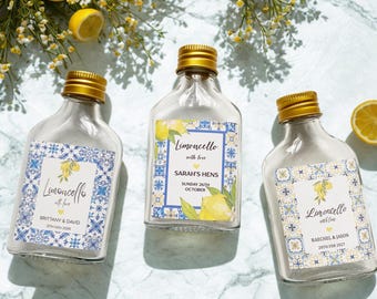 PREORDER Personalized Custom Limoncello Favor Glass Bottles: DIY Wedding Bonbonniere (50ml)