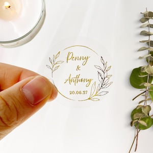Gold Foil Wedding Initial Stickers: Personalized Invitation Seals