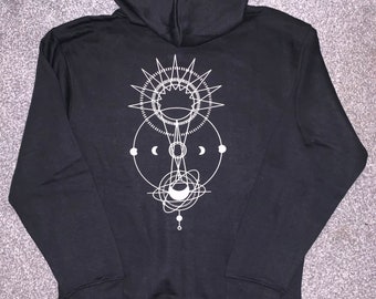 Black Eclipse Zip-Up Hoodie: Unisex Celestial Design