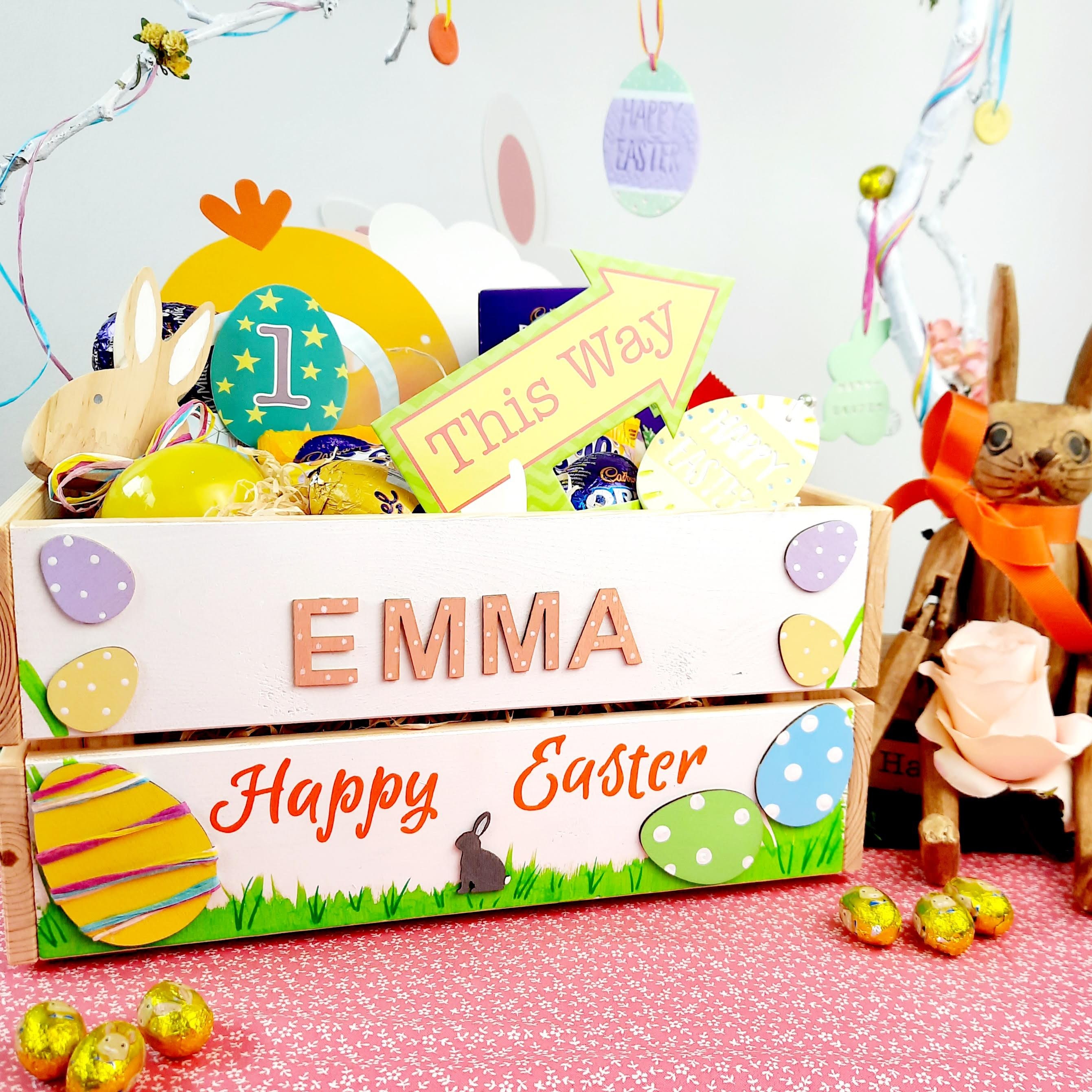 Personalised Easter boxes Easter crate Eco friendly hand Etsy