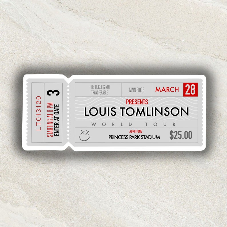 Concert Ticket Sticker Louis Tomlinson Sticker vinyl | Etsy