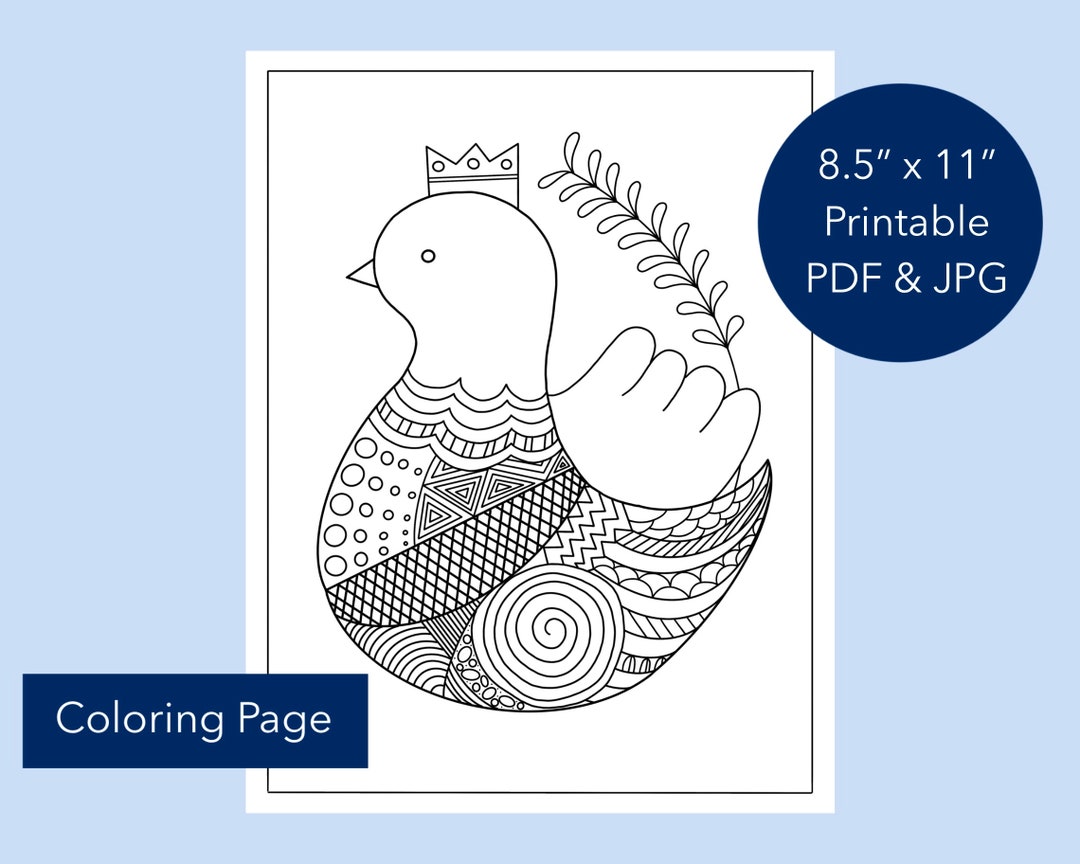 Printable Bird Coloring Page, Instant PDF + JPG Download - Etsy