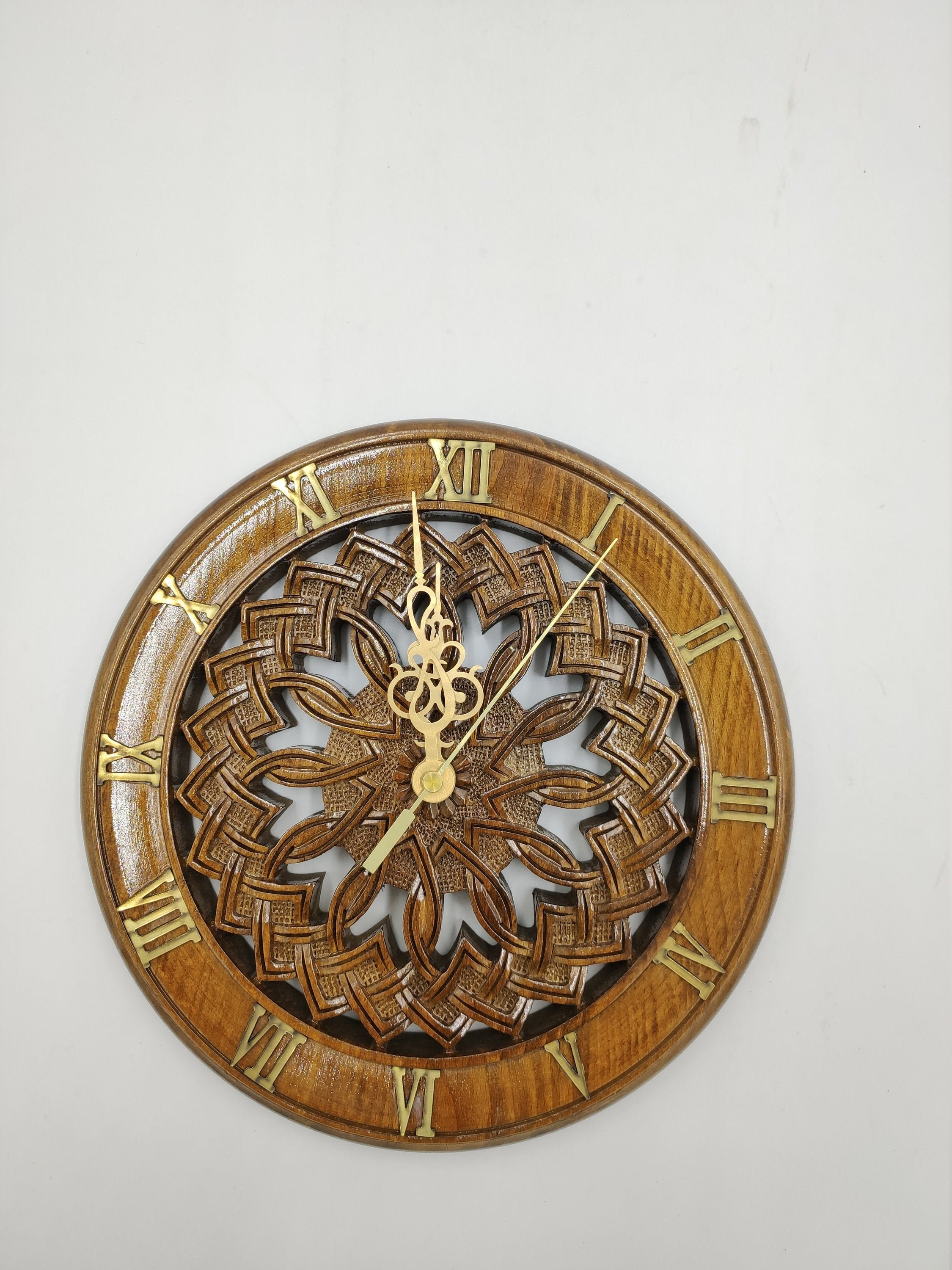 Wooden Wall Clock Armenian Handmade Wood carving clock for Etsy