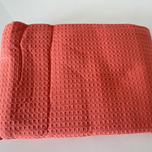 100% Turkish Cotton Waffle Bedspread Coverlet Pique, Honeycomb Bedding Set, 1 Piece, Vermilion with Size Options.