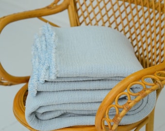 Blue Muslin Comforter: 100% Turkish Cotton, Lightweight 7-Layer Duvet