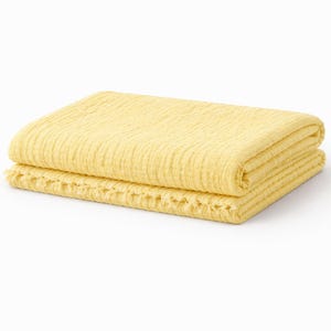 Yellow Muslin Blanket 100% Cotton Gauze Bedspread Soft Breathable Lightweight Bed Cover, Size Option