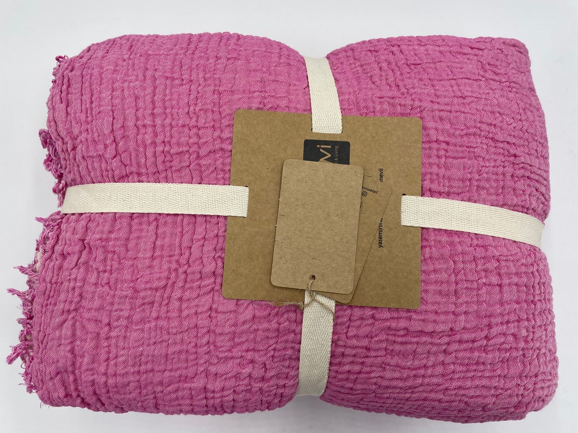 100 Cotton Muslin Throw Blanket 4 Layers Bedspread Soft Etsy