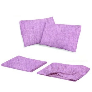 Juego de sábanas de algodón turco morado: 4 piezas refrescantes, bolsillo de 30 cm de profundidad