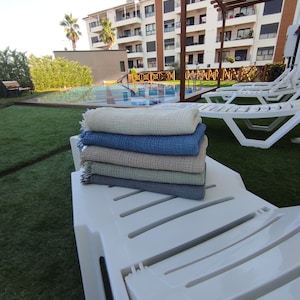 Muslin Beach Towel 100% Turkish Cotton, Four Layers, Soft Gauze Reversible Coverlet 35x65&quot; inches (90x170cm)