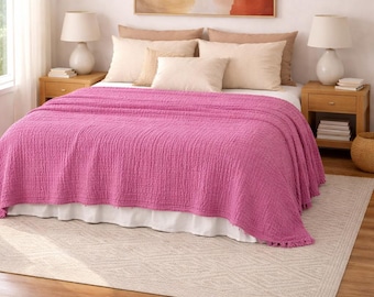 Valentina Turkish Muslin Blanket 100% Cotton Gauze Bed Cover Soft Breathable Lightweight Throw