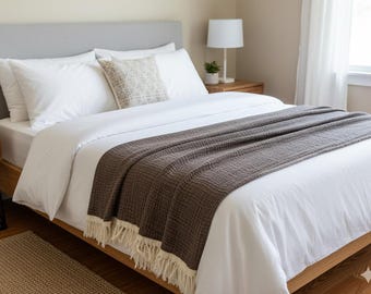 Muslin Bedspread – 4 Layer Cappuccino Cotton, Soft, Cozy, Wedding & Housewarming Gift 91x95 inch