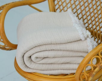 Beige Turkish Muslin Comforter: 100% Cotton 7-Layer Duvet