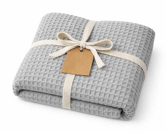 Silver Gray Muslin Blanket 100% Cotton Gauze Bedspread Soft Breathable Lightweight Bed Cover