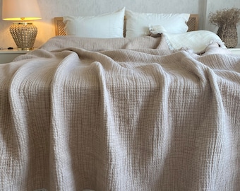 Beige Muslin Comforter: 100% Turkish Cotton 7-Layer Duvet