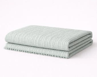 Mint Turkish Muslin Blanket 4 Layer Cotton Gauze Bedspread Soft Breathable Lightweight Bed Cover