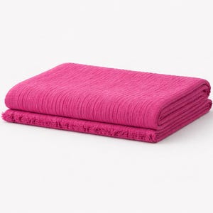 Manta de Muselina Fucsia Reversible Algodón Turco Gasa Colcha Ligera Transpirable