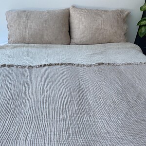 Sand Beige Muslin Throw Blanket 100% Cotton Gauze Bed Cover Soft Breathable Lightweight Quilt image 3